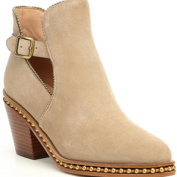 Coach Shoes - COACH PIPA BEAD CHAIN SUEDE BLOCK HEEL